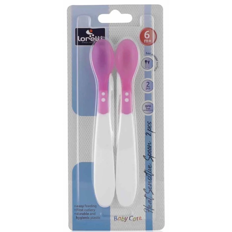 Baby Care hőrzékeny etető kanál 2db- pink