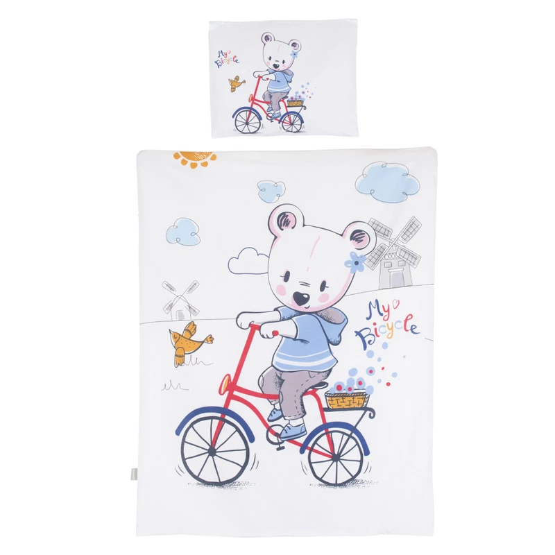Chipolino 5 részes ágynemű garnitúra - bear with bicycle