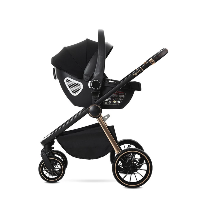 Lorelli Bianca 3az1-ben újszülött babakocsi Lorelli Aria Luxe hordozóval - Black (2doboz)