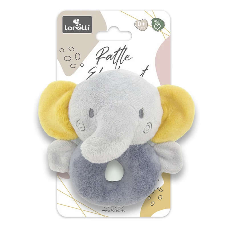 Lorelli Toys Plüss csörgő karika - Szürke Elefánt