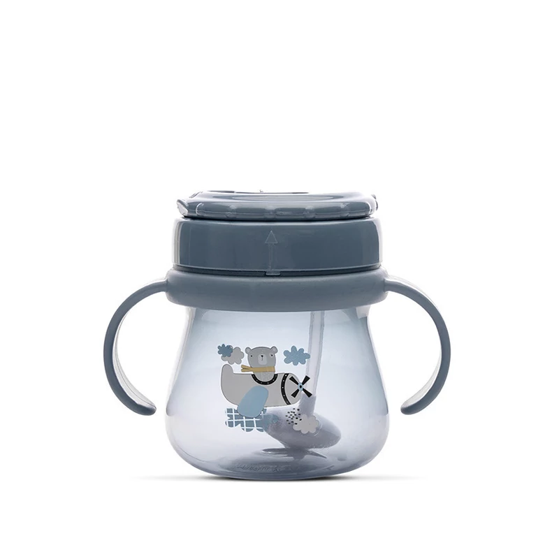 Baby Care szívószálas itató fogantyúval 250ml - Blue