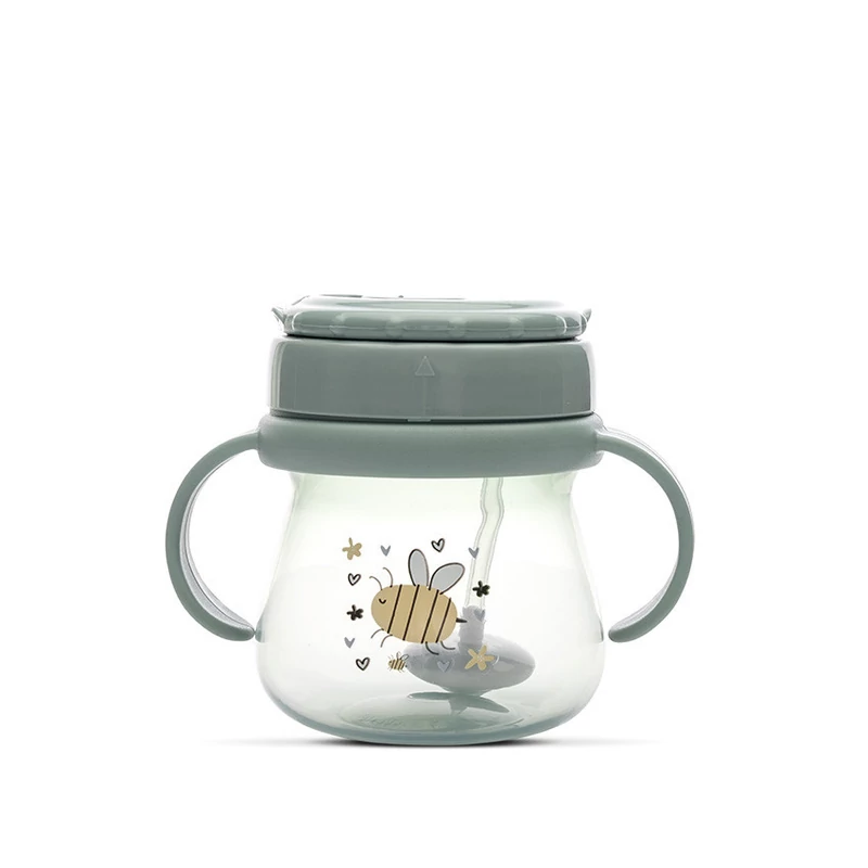 Baby Care szívószálas itató fogantyúval 250ml - Green