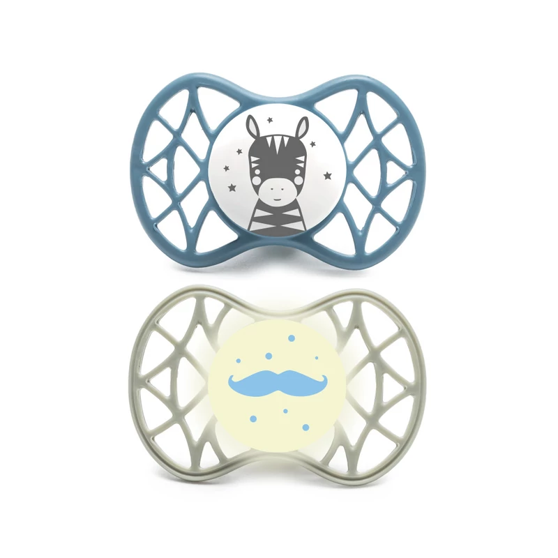Nuvita Symmetric Air55 2db-os cumi szett 6+ - Powder Blue/Sage Green - zebra/bajusz 70852