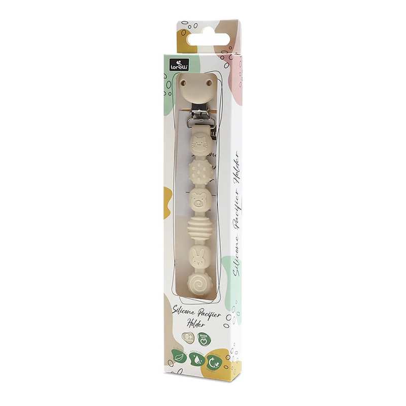 Lorelli Természetes szilikon cumitartó lánc - Beige