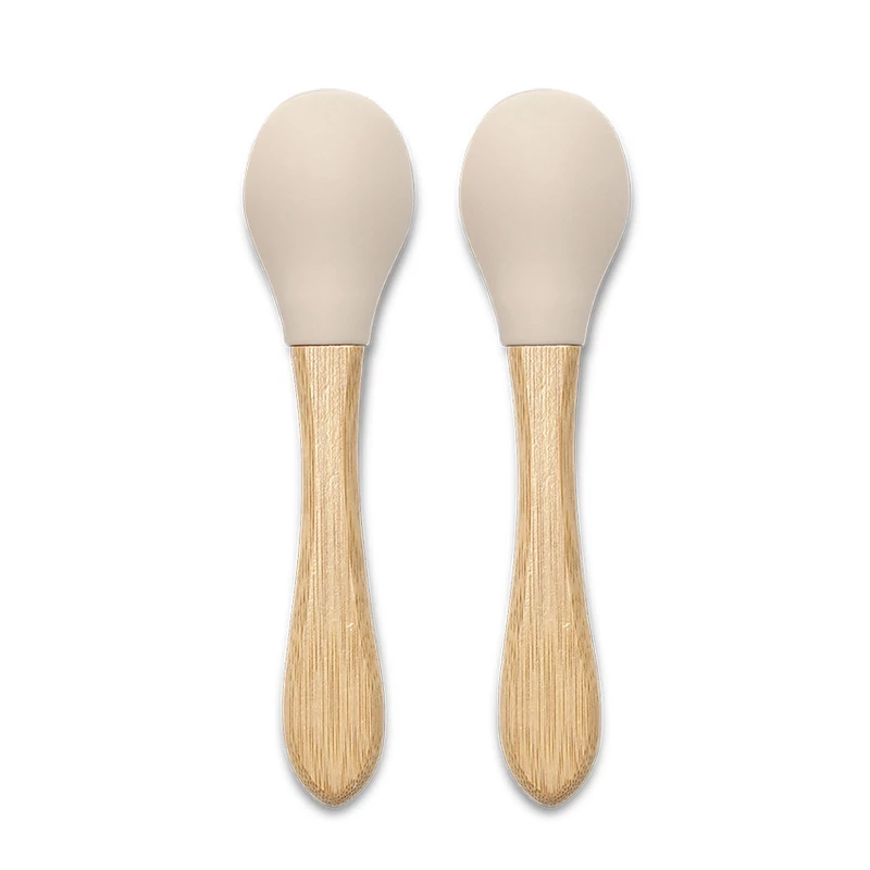 Lorelli szilikon kanalak bambusz nyéllel 2 db - Beige