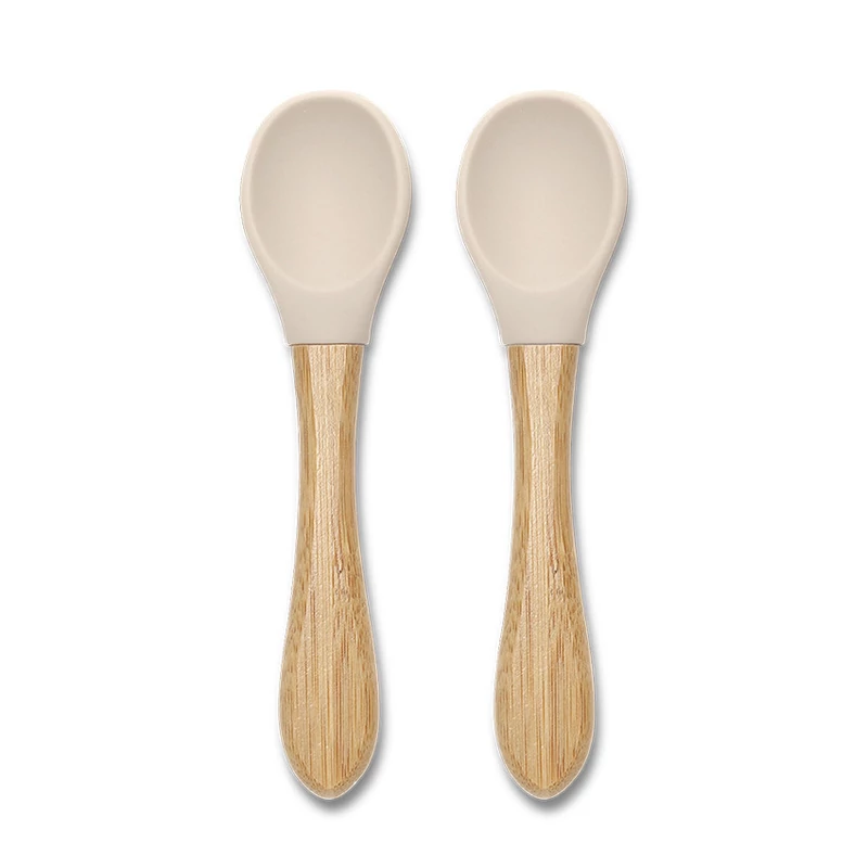 Lorelli szilikon kanalak bambusz nyéllel 2 db - Beige