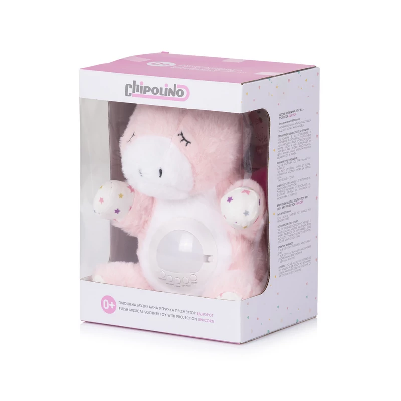 Chipolino projektoros zenélő plüss játék - Unicorn