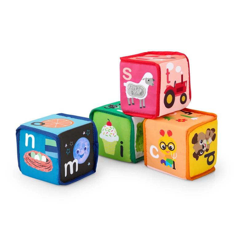 BABY EINSTEIN Textil játék kockák ábécé Alpha Stacks™ 4db, 3hó+