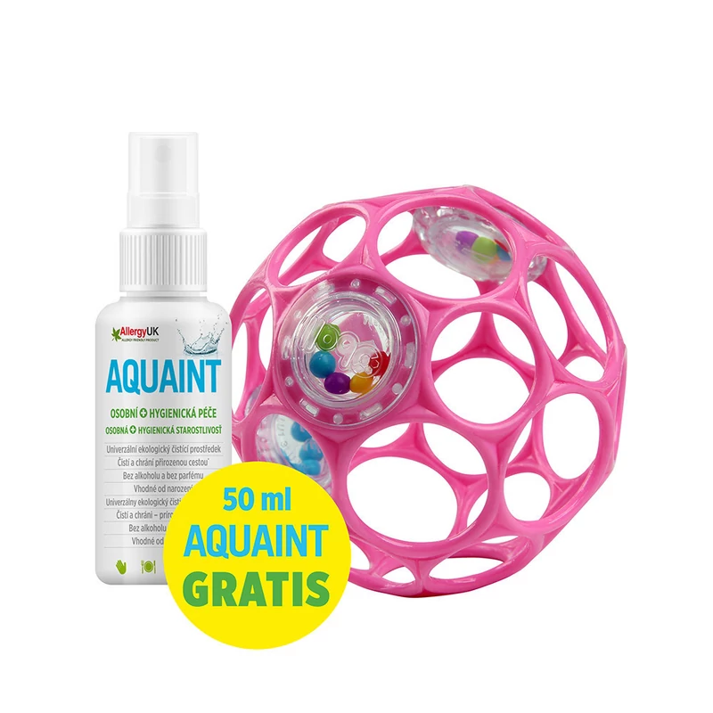 OBALL Játék Oball RATTLE 10 cm 0hó + AQUAINT 50 ml - dark pink