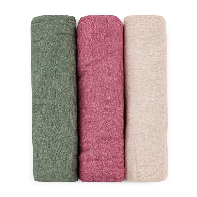 PETITE&MARS Bambusz muszlin 3db-os pelenka szett Moussy Botanic Tones 68 x 68 cm