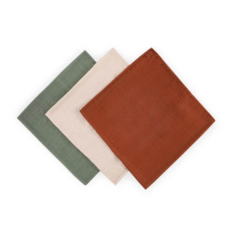 PETITE&MARS Bambusz muszlin 3db-os pelenka szett Moussy Earth Tones 68 x 68 cm