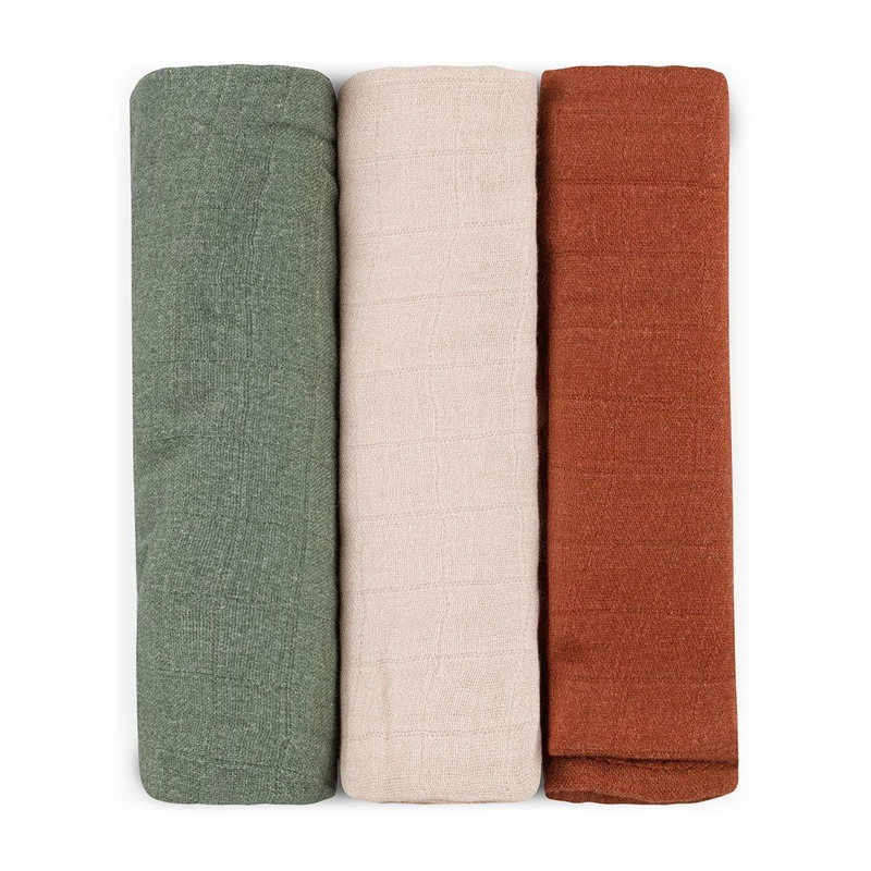 PETITE&MARS Bambusz muszlin 3db-os pelenka szett Moussy Earth Tones 68 x 68 cm