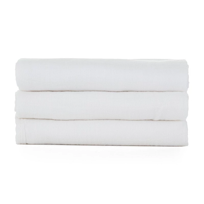 Petite&Mars Bambusz muszlin 3db-os pelenka szett, Moussy Total White, 68 x 68 cm