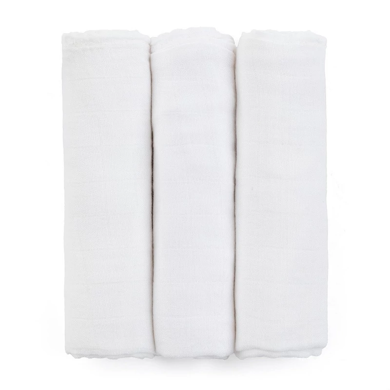 Petite&Mars Bambusz muszlin 3db-os pelenka szett, Moussy Total White, 68 x 68 cm