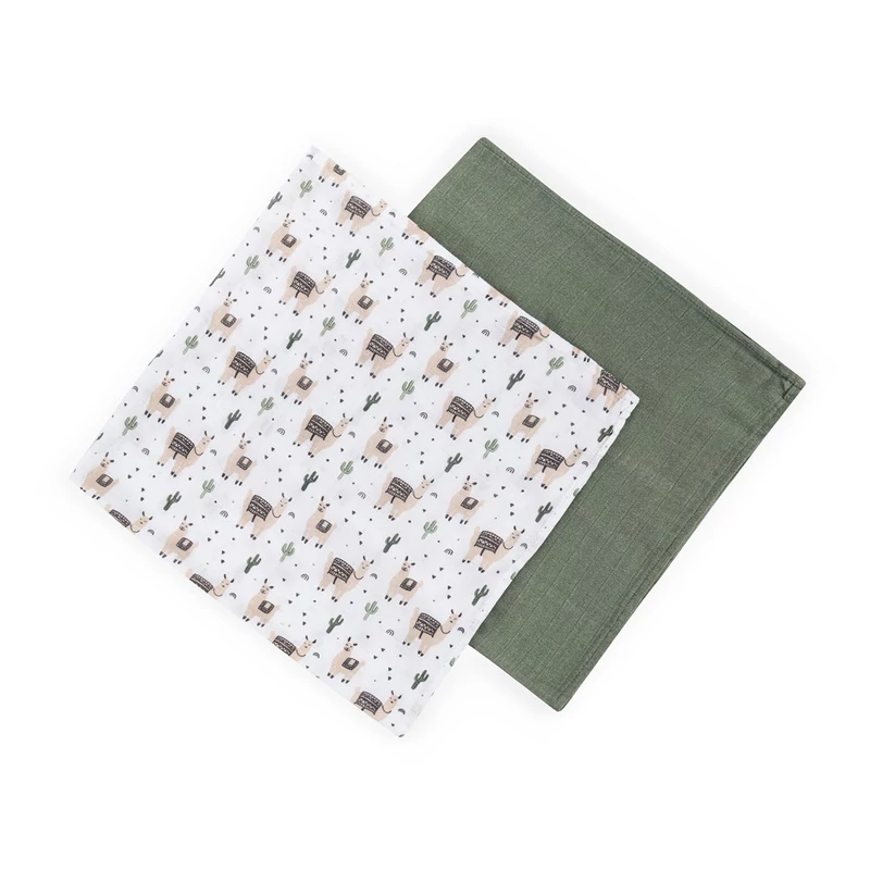 PETITE&MARS Bambusz muszlin 2db-os pelenka szett Misty Llama Vibes 120 x 120 cm