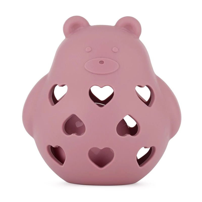 PETITE&MARS Szilikon játék csörgővel Bear Basil Dusty Rose 0m+