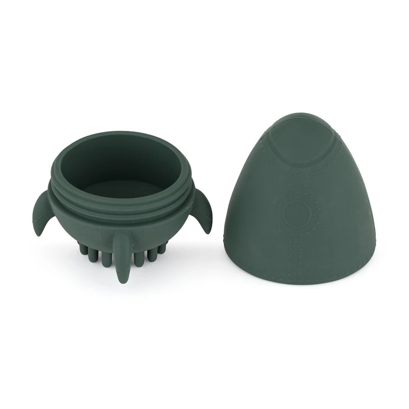 PETITE&MARS Szilikon fürdőjáték kefével Splashy Rocket Misty Green 6m+
