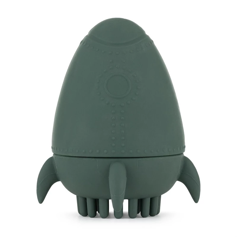 PETITE&MARS Szilikon fürdőjáték kefével Splashy Rocket Misty Green 6m+