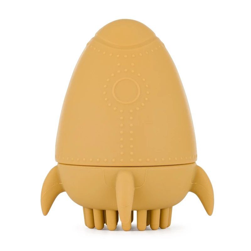 PETITE&MARS Szilikon fürdőjáték kefével Splashy Rocket Intense Ochre 6m+