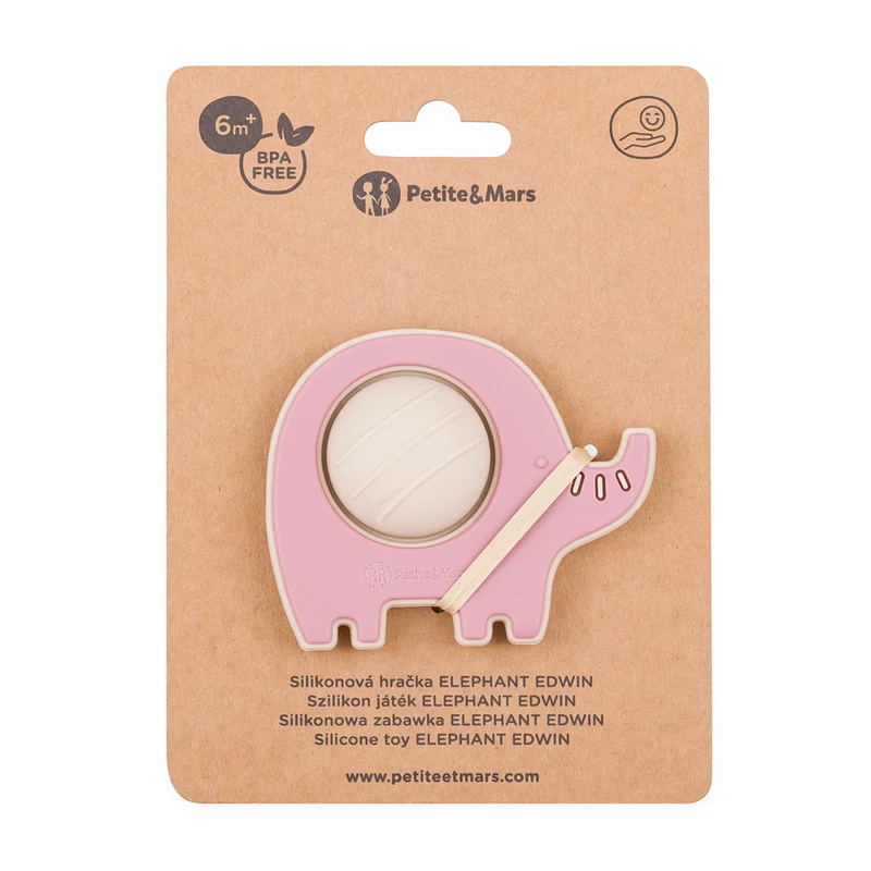 PETITE&MARS Szilikon játék Elephant Edwin Dusty Rose 6hó+