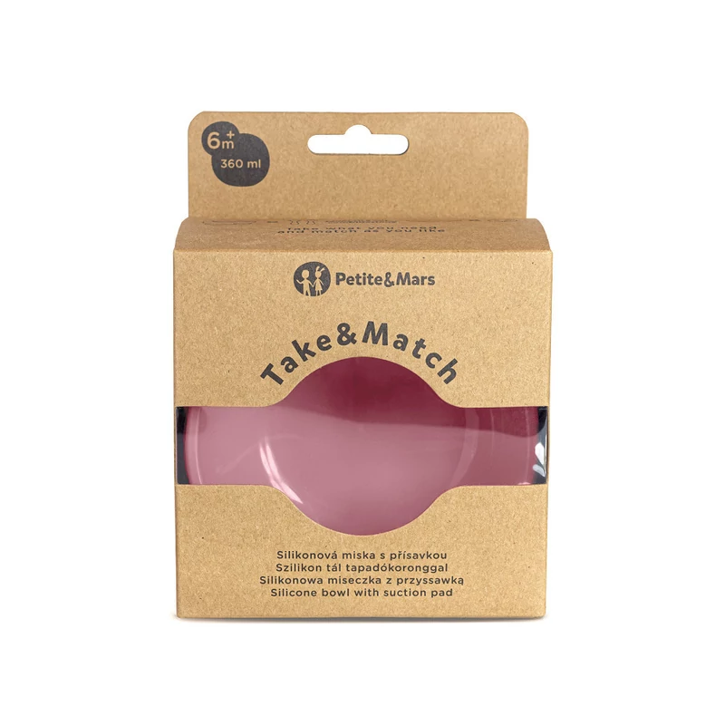 Petite&Mars Szilikon tál tapadókoronggal, Take&Match, Dusty Rose, 6 hó+