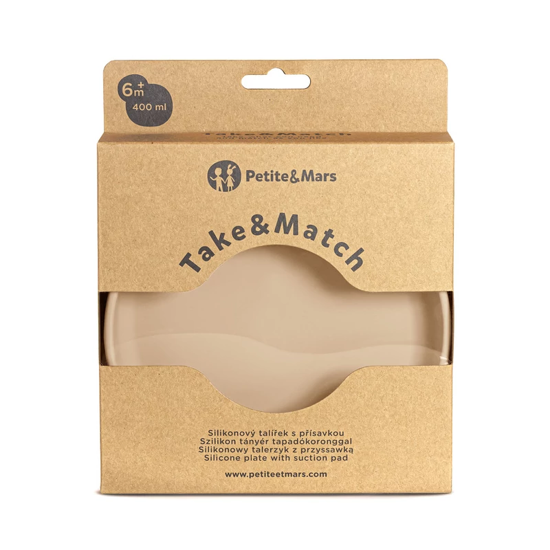 PETITE&MARS Talíř silikonový s přísavkou Take&Match Velvet Latte 6m+