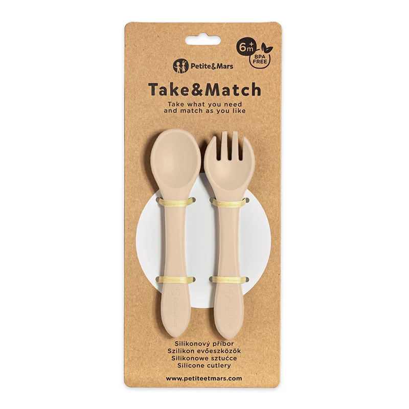 Petite&Mars Szilikon evőeszközök, TAKE&MATCH, Desert Sand, 6 hó+