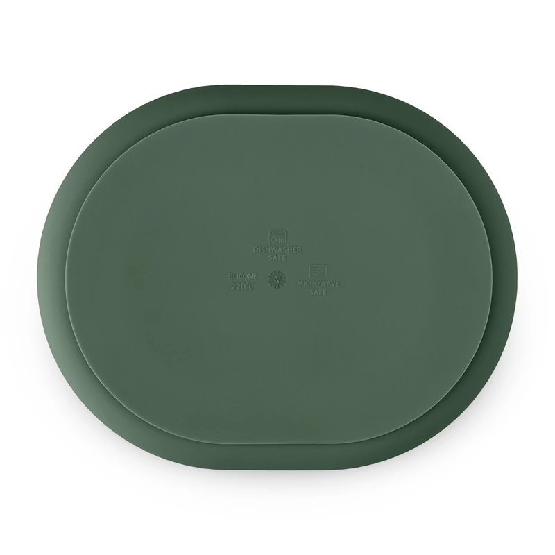 Petite&Mars Szilikon osztott ovális tányér, Take&Match, Misty Green, 6 hó+