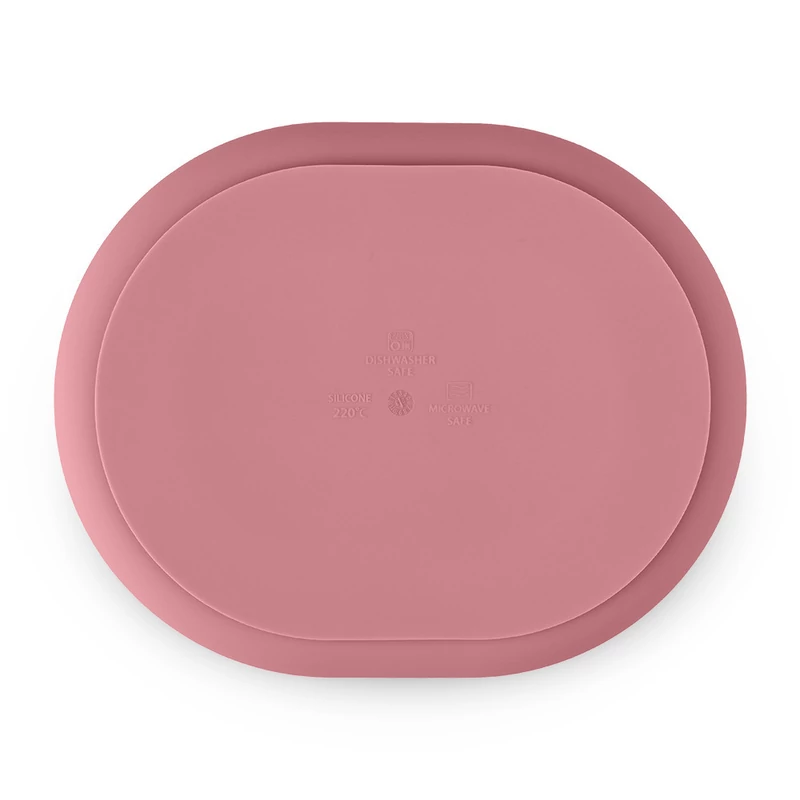 Petite&Mars Szilikon osztott ovális tányér, Take&Match, Dusty Rose, 6 hó+