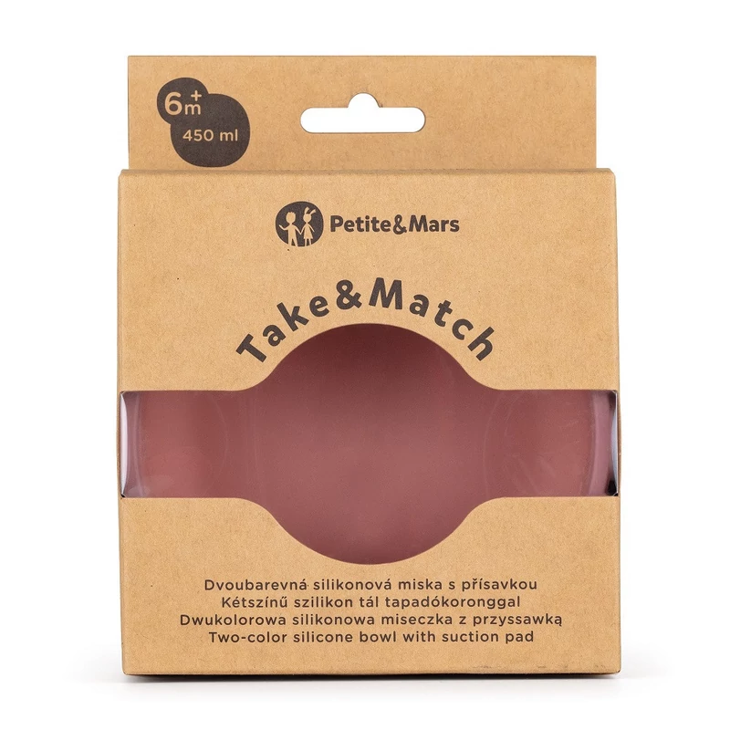 Petite&Mars Szilikon tál, Take&Match, Dusty Rose, 6 hó+