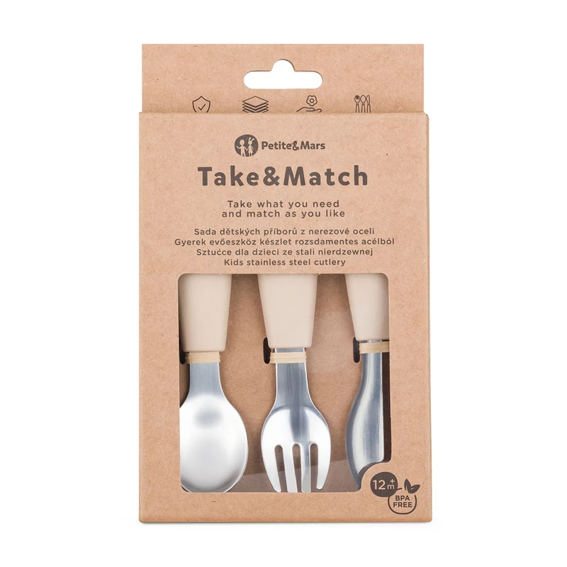 PETITE&MARS Rozsdamentes acél evőeszközkészlet Take&Match Desert Sand 12m+