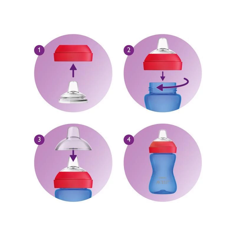Avent SCF802/02 Puha harapásálló csőrös pohár 300 ml - lila