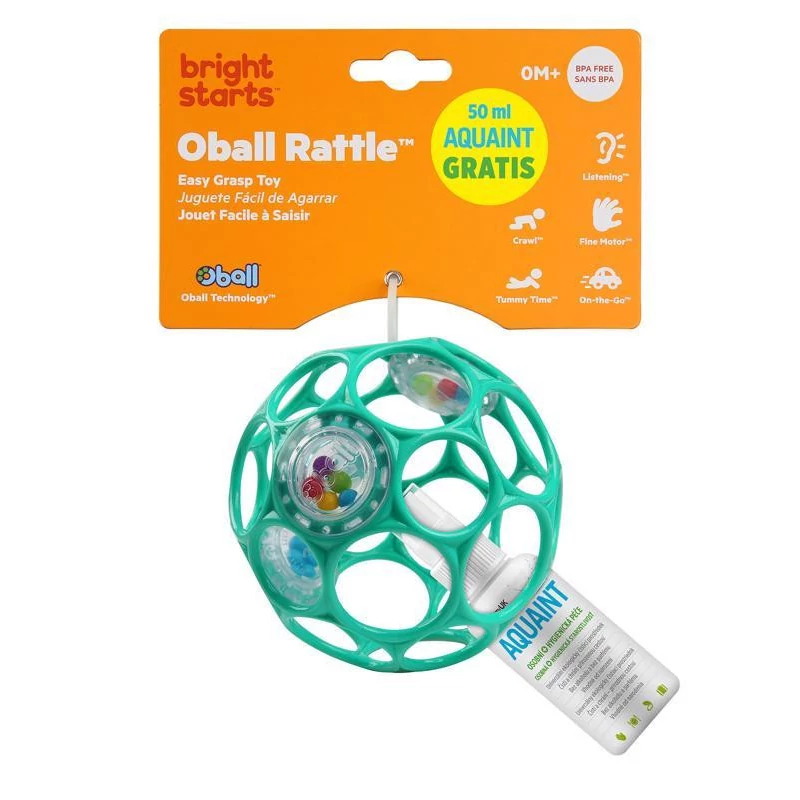 Oball Rattle Játék, 10 cm, dark turquoise, 0 hó+, + AJÁNDÉK Aquaint, 50ml