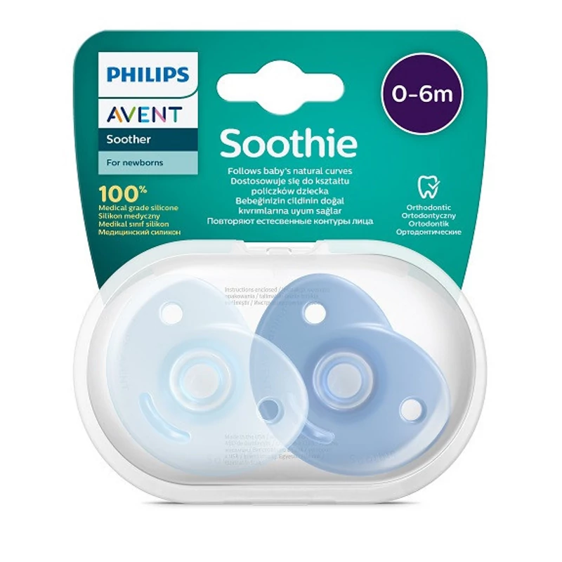 Avent SCF099/21 Soothie szilikon, 2 db, fiús játszócumi, 0-6 hó