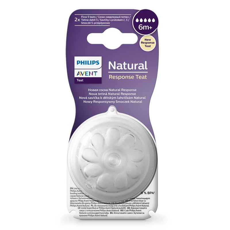 Avent SCY965/02 Natural Response etetőcumi, 5. gyors átfolyású, 6 hó+, 2 db