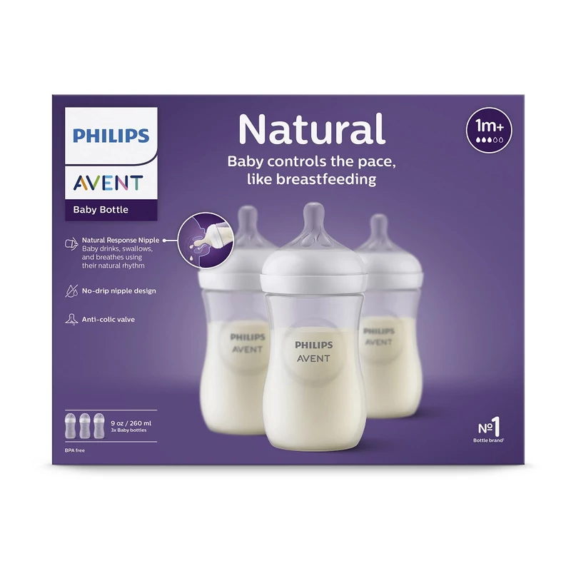Philips Avent SCY903/03, Cumisüveg Natural Response, 260 ml, 1 hó+, 3db