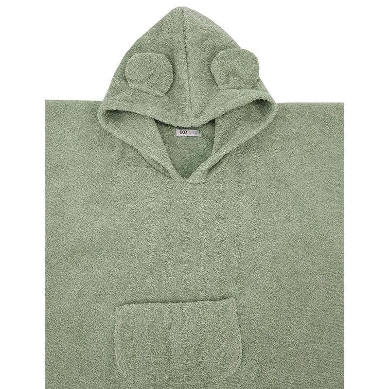 EKO Poncsó pamutból kapucnival és fülekkel 75x120 cm - Olive green