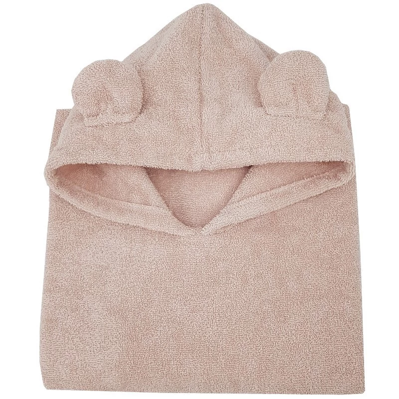 EKO Poncso pamutból kapucnival és fülekkel 75x120 cm - Powder pink