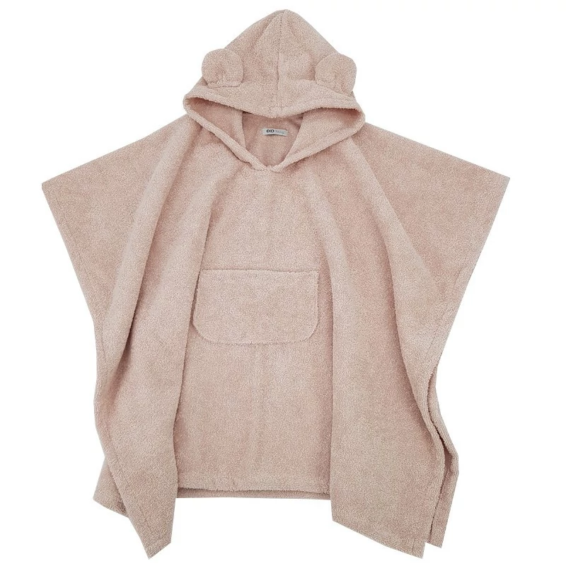 EKO Poncso pamutból kapucnival és fülekkel 75x120 cm - Powder pink