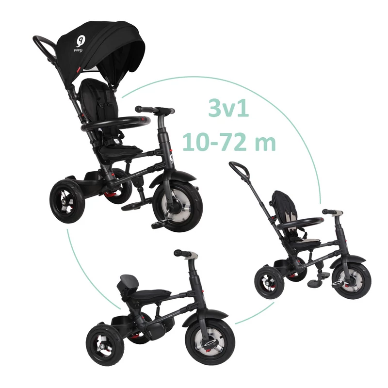 QPLAY Tricikli Rito air gel (Gumi) Black, kor 10-72 hó