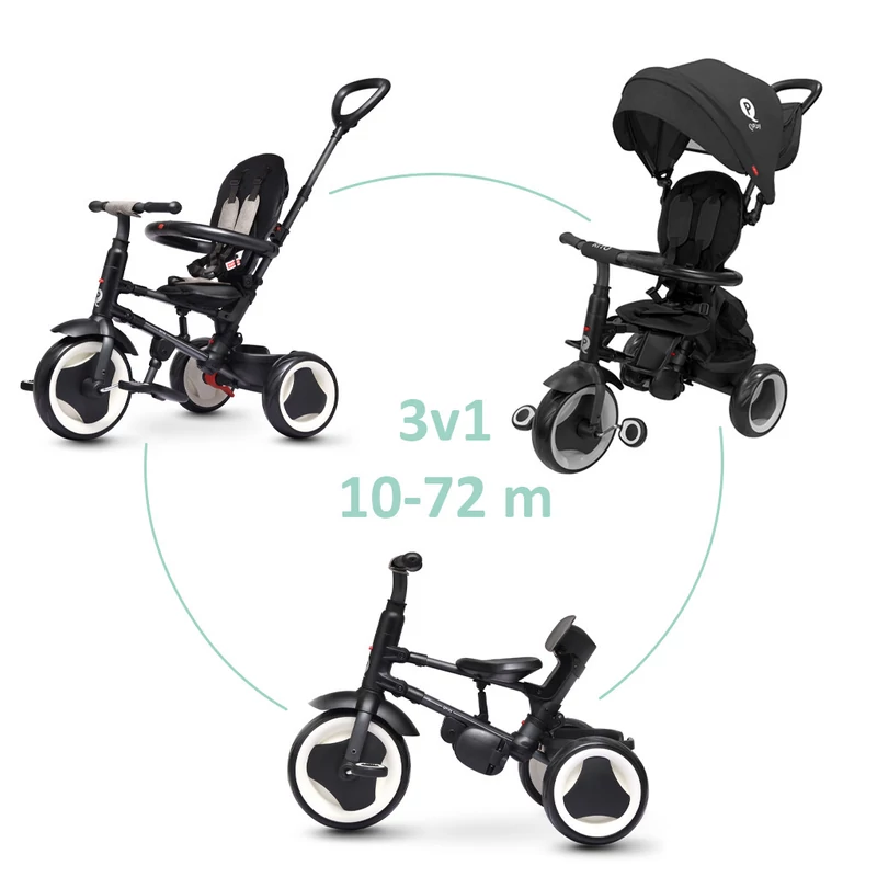 QPLAY Tricikli Rito eva plus Black, életkor 10-72 hónap