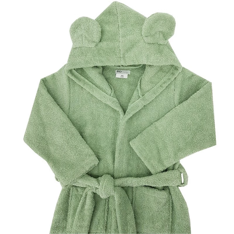 EKO Köntös pamutból kapucnival és fülekkel méret 92-98 - Olive green