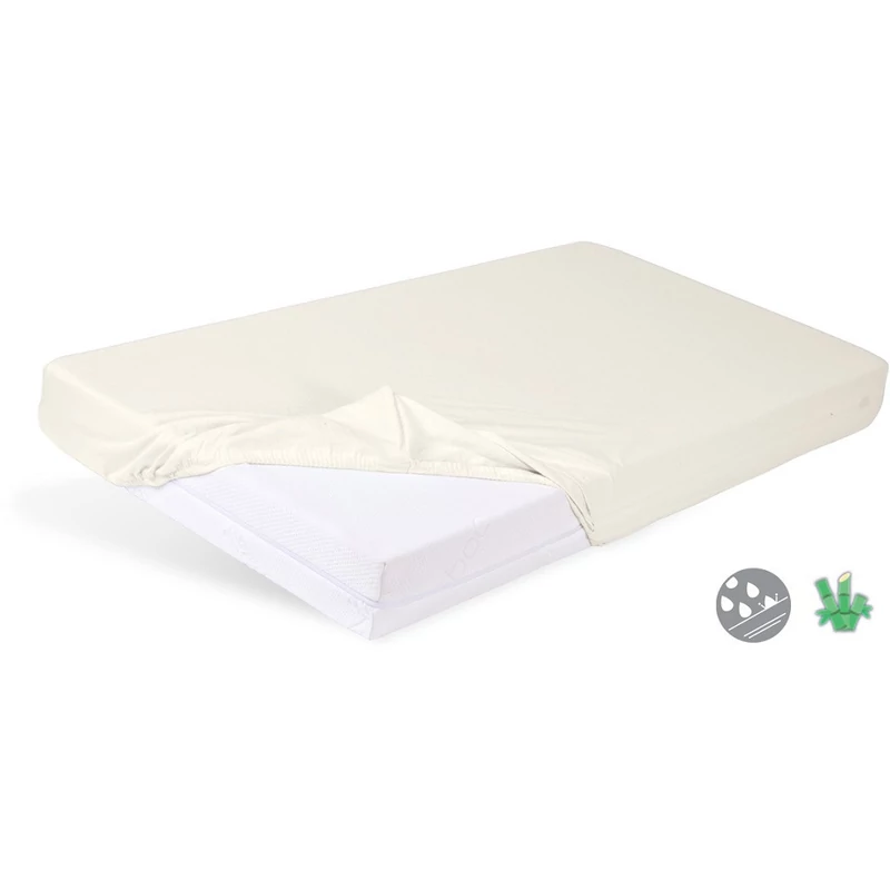 BABYMATEX Gumis vízálló lepedő Bamboo 60x120 cm - világos bézs