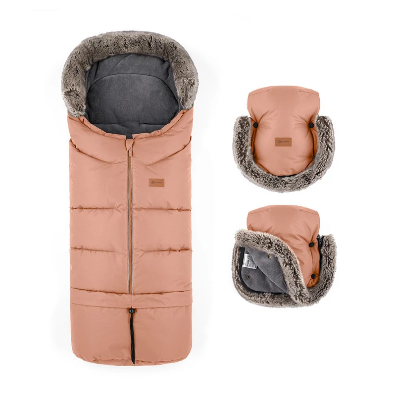 PETITE&MARS Téli szett Arctic 4in1 bundazsák + kézmelegítő kesztyű babakocsira Furry - Pastel 
