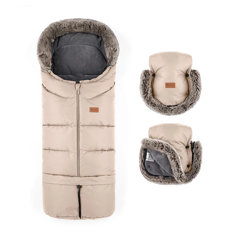 PETITE&MARS Téli szett Arctic 4in1 bundazsák + kézmelegítő kesztyű babakocsira Furry - Rose Pe