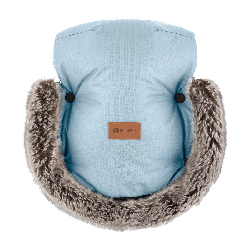 PETITE&MARS Téli szett Arctic 4in1 bundazsák + kézmelegítő kesztyű babakocsira Furry Sky Whisp