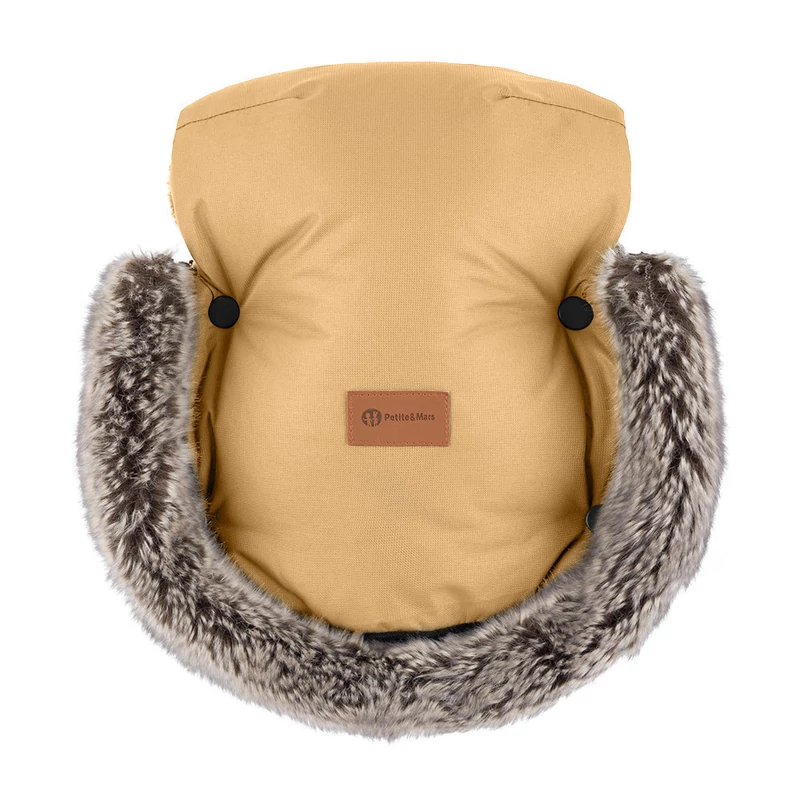 PETITE&MARS Téli szett Comfy 4in1 bundazsák + kézmelegítő kesztyű babakocsira Furry - Elegant 