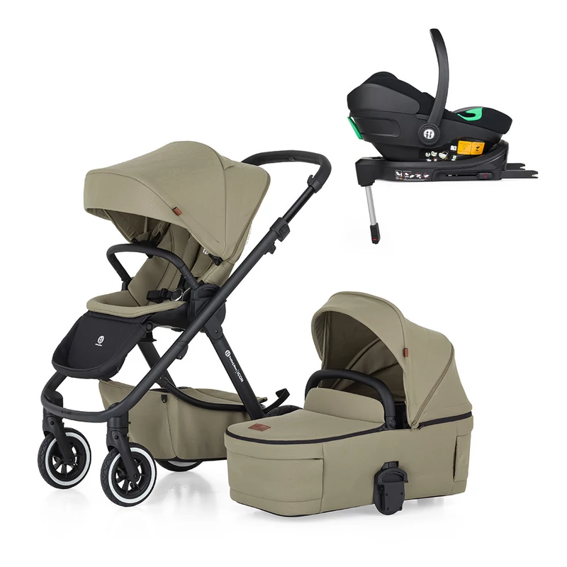 PETITE&MARS Kombinált babakocsi ICON 2in1 Mossy Green LITE AIR + Core Pro i-Size Black Grey + Bázi
