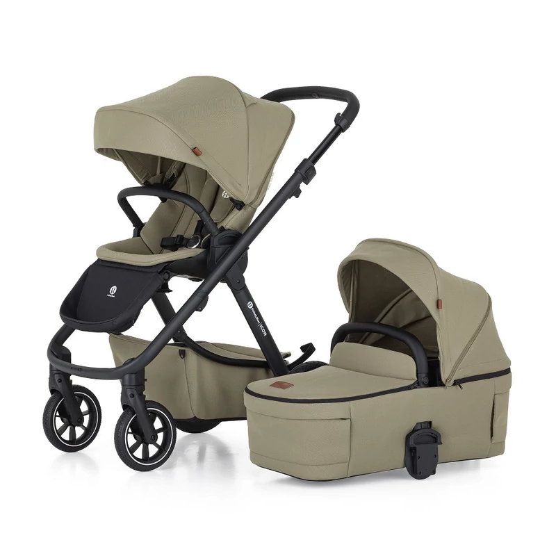 PETITE&MARS Kombinált babakocsi ICON 2in1 Mossy Green XXL RWS + Core Pro i-Size Black Grey + Bázis
