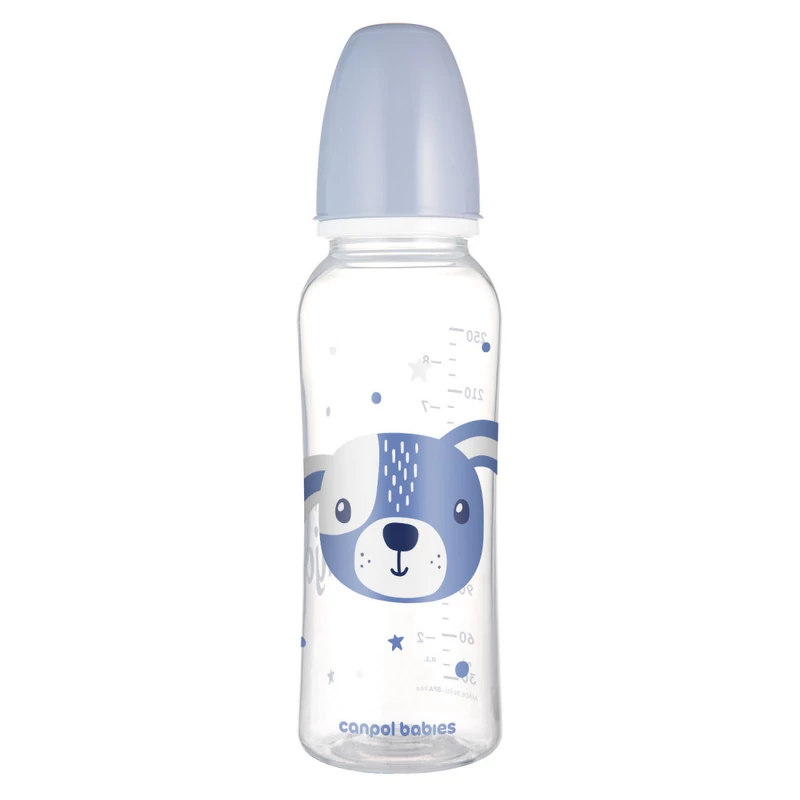 Canpol babies Keskeny nyakú cumisüveg, CUTE ANIMALS, 250 ml - kutya